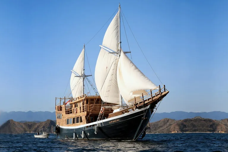 The Cordelia boat on the water in Komodo
